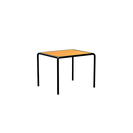 Havebord i træ med sort stel